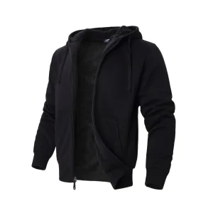 Classic men's solid color long sleeved fleece jacket, casual and fashionable jacket, suitable for daily wear in autumn and winte