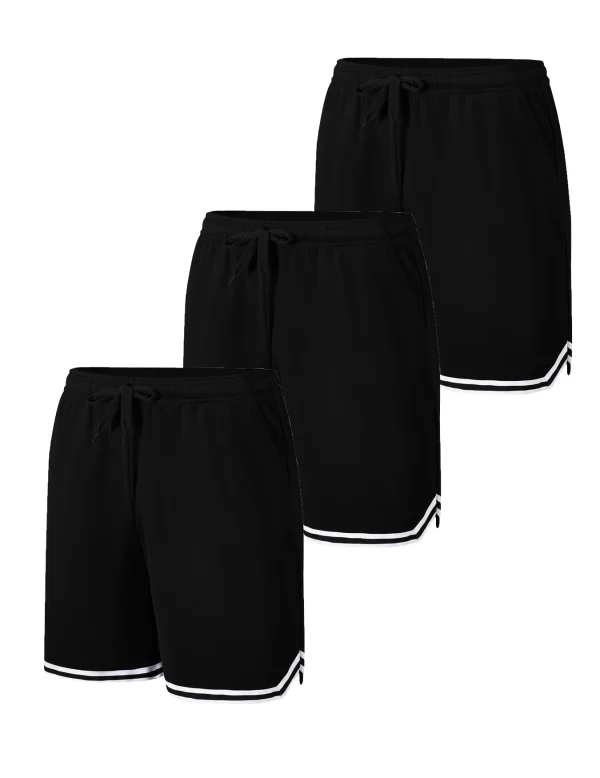 Men's 3-piece solid color sports shorts - drawstring waistband breathable and quick drying suitable for summer sports training - Image 6