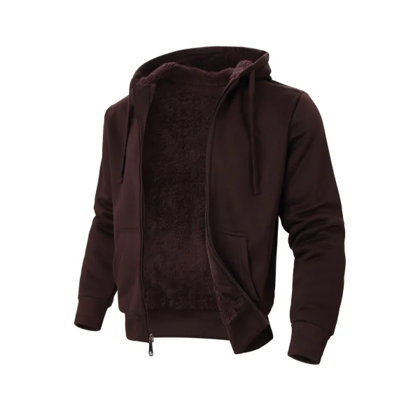Classic men's solid color long sleeved fleece jacket, casual and fashionable jacket, suitable for daily wear in autumn and winte - Image 2