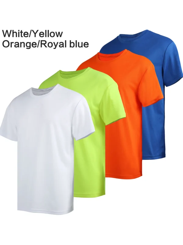4-piece men's short sleeved T-shirt moisture wicking sun protection UV protection UPF SPF sports T-shirt casual style - Image 3