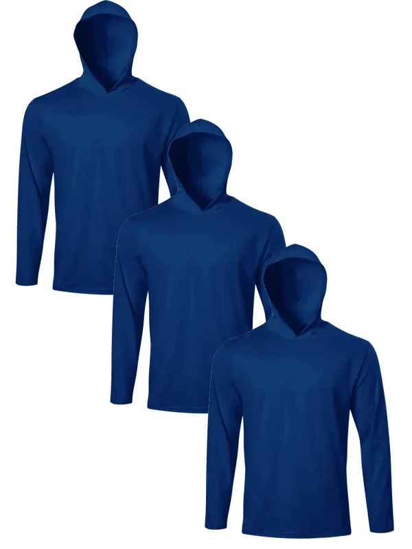 Three piece men's quick drying sports hoodie - long sleeved solid color suitable for sports and fitness training - Image 3