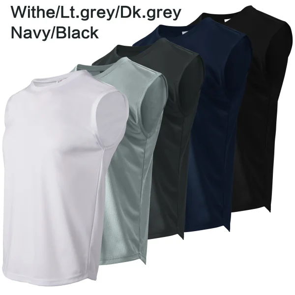 5-piece summer men's quick drying solid color sleeveless sports vest suitable for fitness training and outdoor activities - Image 2