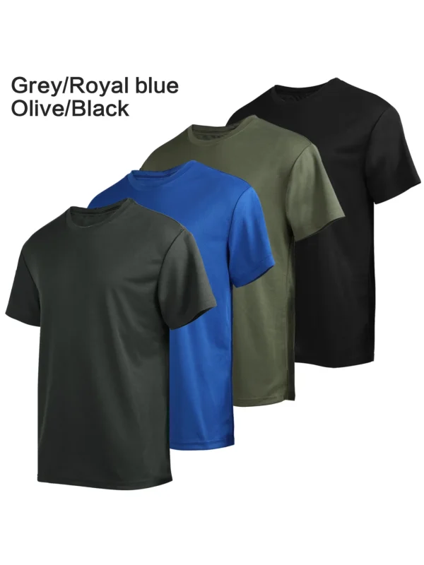 4-piece men's short sleeved T-shirt moisture wicking sun protection UV protection UPF SPF sports T-shirt casual style - Image 2