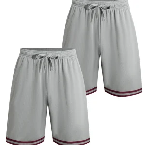 Two men's casual sports shorts quick drying active training running shorts equipped with elastic waistband and drawstring